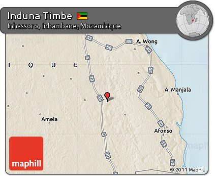 Shaded Relief Map of Induna Timbe