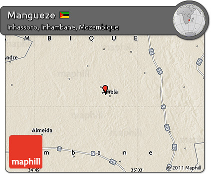 Shaded Relief Map of Mangueze