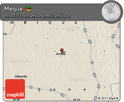 Shaded Relief Map of Meque