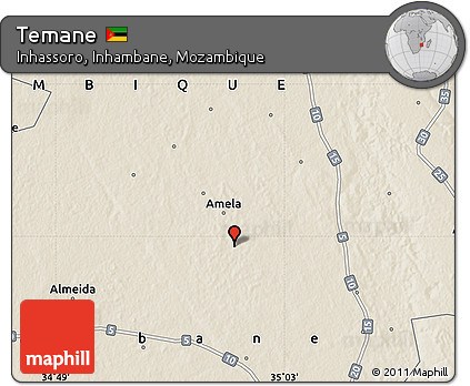 Shaded Relief Map of Temane