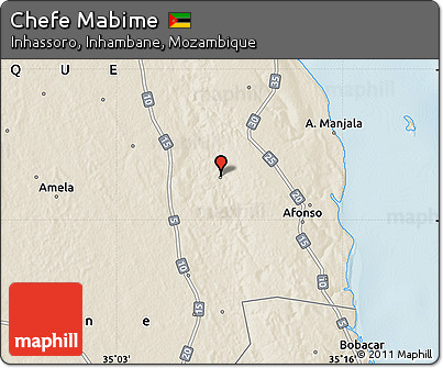 Shaded Relief Map of Chefe Mabime