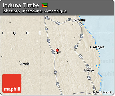 Shaded Relief Map of Induna Timbe