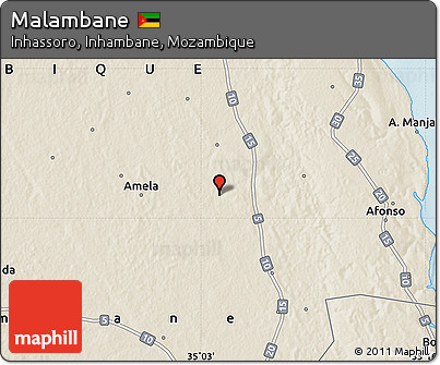 Shaded Relief Map of Malambane