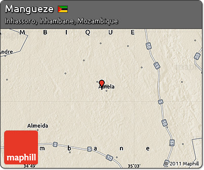 Shaded Relief Map of Mangueze