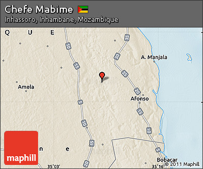 Shaded Relief Map of Chefe Mabime