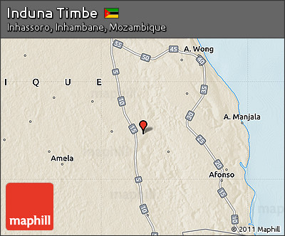 Shaded Relief Map of Induna Timbe