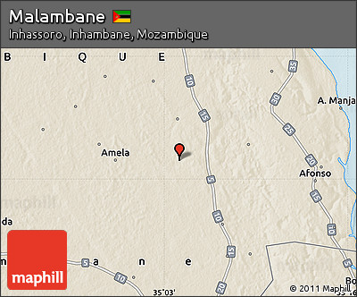 Shaded Relief Map of Malambane