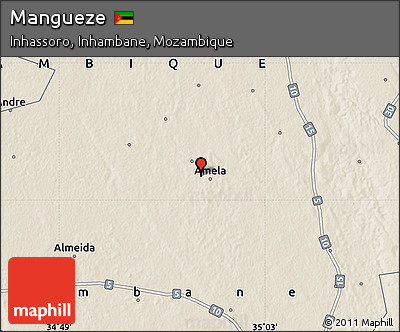 Shaded Relief Map of Mangueze