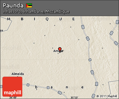 Shaded Relief Map of Paunda