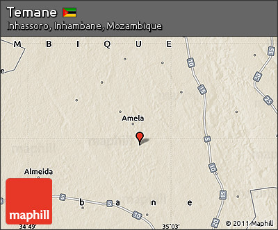 Shaded Relief Map of Temane