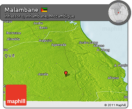Physical Panoramic Map of Malambane