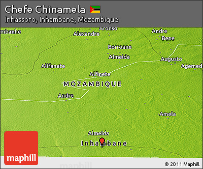 Physical Panoramic Map of Chefe Chinamela