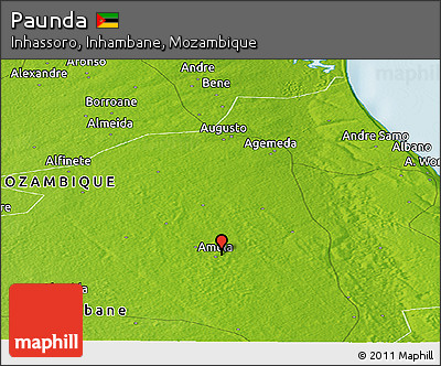 Physical Panoramic Map of Paunda