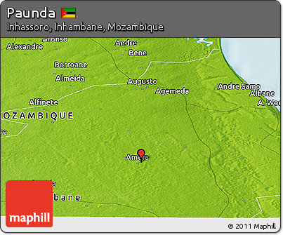 Physical Panoramic Map of Paunda