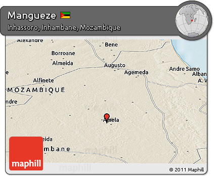 Shaded Relief Panoramic Map of Mangueze