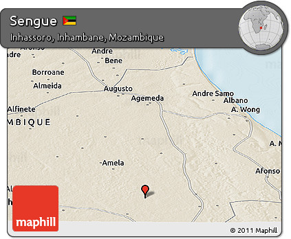 Shaded Relief Panoramic Map of Sengue