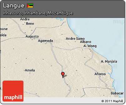 Shaded Relief Panoramic Map of Langue