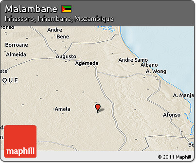 Shaded Relief Panoramic Map of Malambane