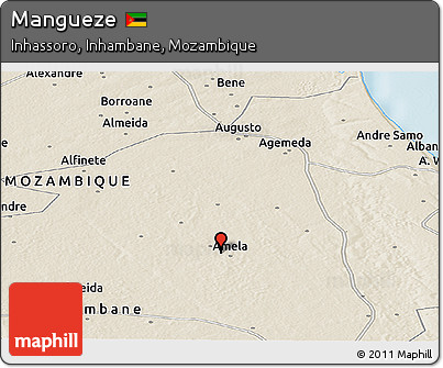 Shaded Relief Panoramic Map of Mangueze
