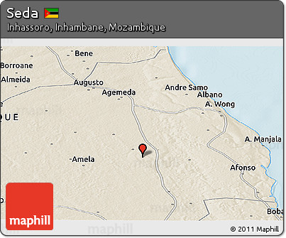 Shaded Relief Panoramic Map of Seda
