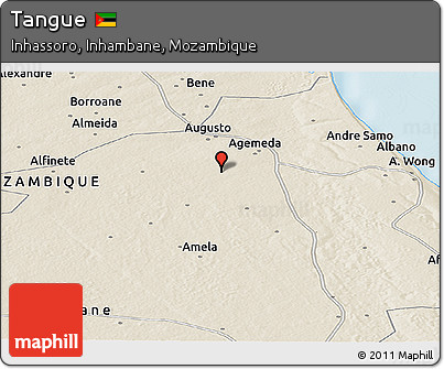 Shaded Relief Panoramic Map of Tangue