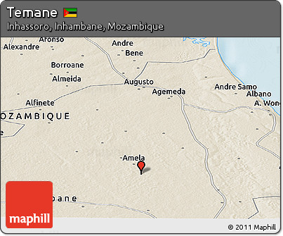 Shaded Relief Panoramic Map of Temane