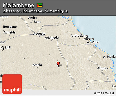 Shaded Relief Panoramic Map of Malambane