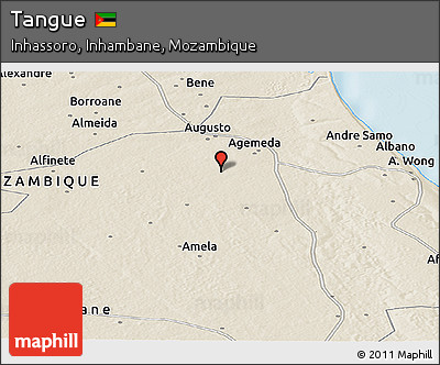 Shaded Relief Panoramic Map of Tangue