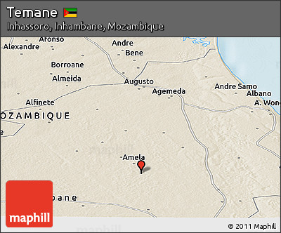 Shaded Relief Panoramic Map of Temane