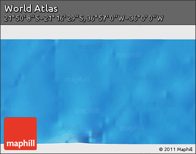 Physical 3D Map of the Area around 21° 33' 19" S, 36° 28' 30" W