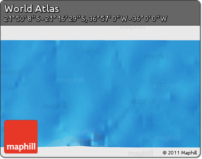 Physical 3D Map of the Area around 21° 33' 19" S, 36° 28' 30" W