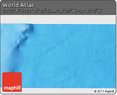 Physical 3D Map of the Area around 21° 33' 19" S, 38° 10' 29" W