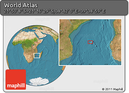 Satellite Location Map of the Area around 21° 33' 19" S, 39° 10' 29" E
