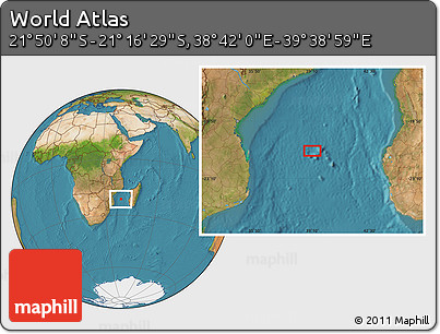 Satellite Location Map of the Area around 21° 33' 19" S, 39° 10' 29" E
