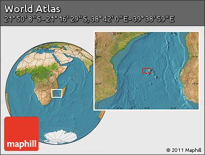 Satellite Location Map of the Area around 21° 33' 19" S, 39° 10' 29" E