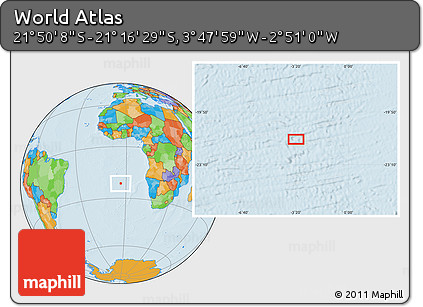 Political Location Map of the Area around 21° 33' 19" S, 3° 19' 30" W
