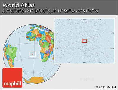 Political Location Map of the Area around 21° 33' 19" S, 3° 19' 30" W