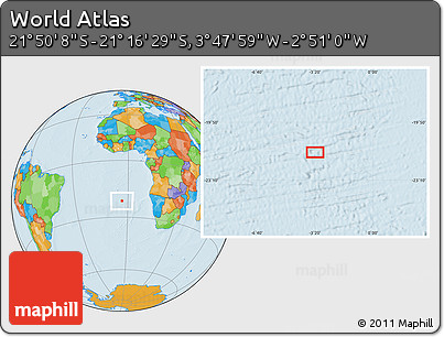 Political Location Map of the Area around 21° 33' 19" S, 3° 19' 30" W
