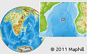 Physical Location Map of the area around 21° 33' 19" S, 40° 1' 29" E
