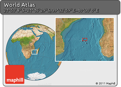 Satellite Location Map of the Area around 21° 33' 19" S, 40° 1' 29" E