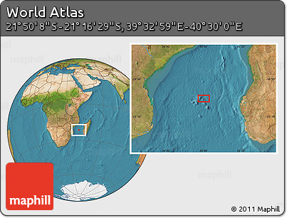 Satellite Location Map of the Area around 21° 33' 19" S, 40° 1' 29" E