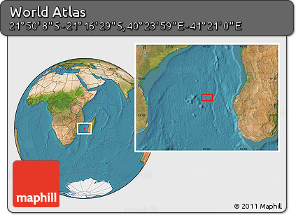 Satellite Location Map of the Area around 21° 33' 19" S, 40° 52' 30" E