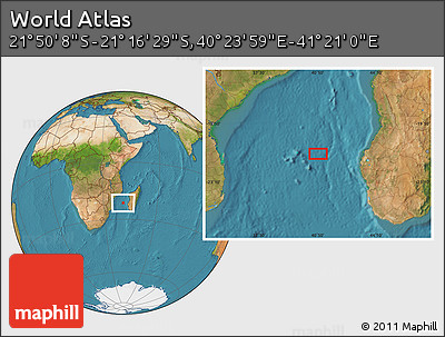 Satellite Location Map of the Area around 21° 33' 19" S, 40° 52' 30" E