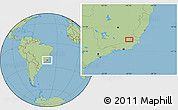 Savanna Style Location Map of the area around 21° 33' 19" S, 42° 25' 29" W