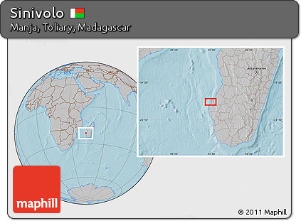 Gray Location Map of Sinivolo, hill shading