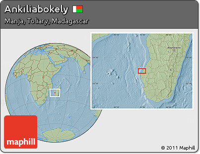 Savanna Style Location Map of Ankiliabokely, hill shading