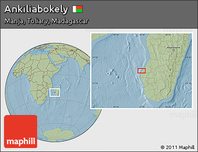Savanna Style Location Map of Ankiliabokely, hill shading