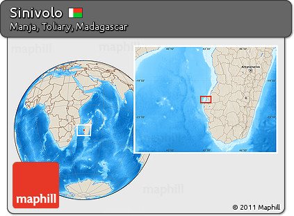 Shaded Relief Location Map of Sinivolo