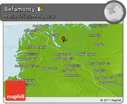 Physical Panoramic Map of Befamonty