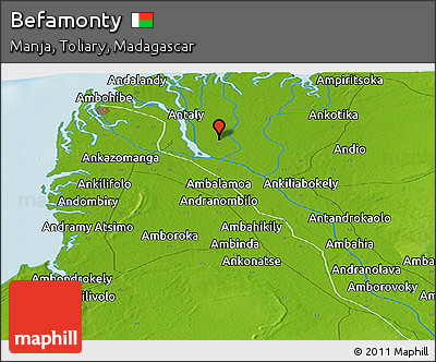 Physical Panoramic Map of Befamonty